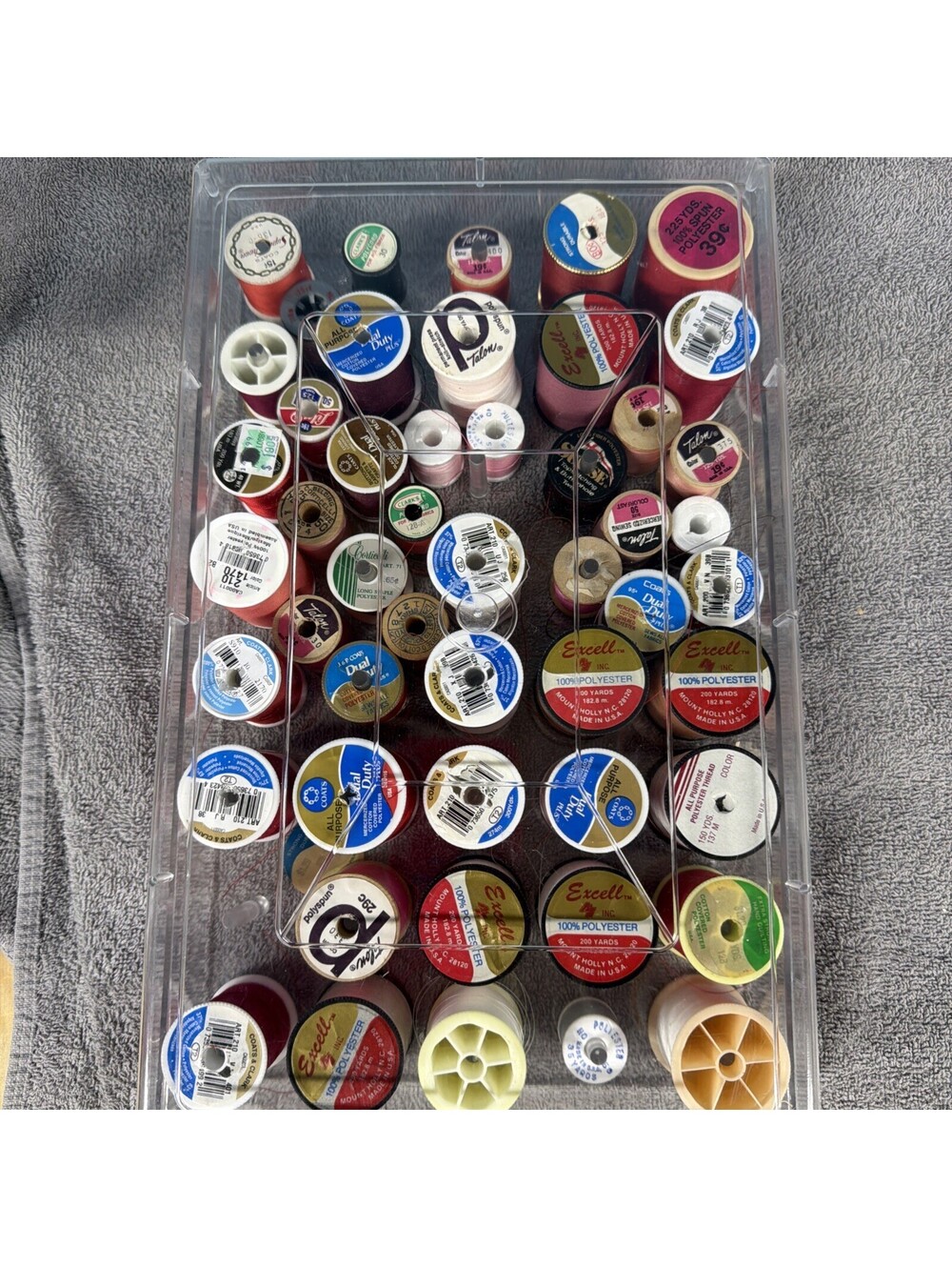 Vintage Wood Thread Spool Lot 50+ Coats Excell Polyspun Sewing Craft Mixed